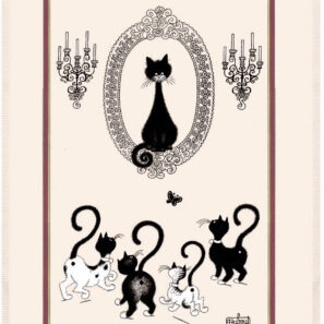 Grand Torchon Dubout Portrait de Chat Brun 60 X 80