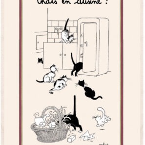 Grand Torchon Dubout Chats En Cuisine Ecru 60 X 80