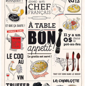 Torchon Cuisine Française Ecru 48 X 72