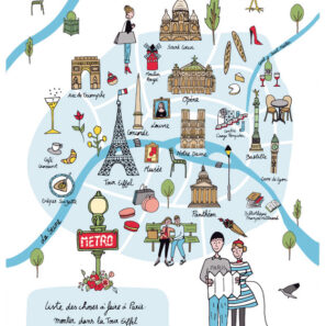 Torchon Carte Paris Blanc 48 X 72