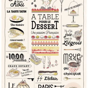 Torchon Les desserts français Ecru 48 x 72