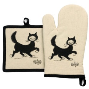 Gant de cuisine + Manique Dubout Chat Balade Beige 18 x 28