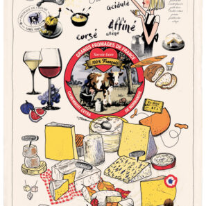 Torchon Imprimé Les grands fromages Ecru 48 x 72
