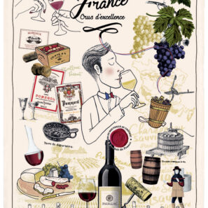 Torchon Imprimé Crus d'excellence Ecru 48 x 72