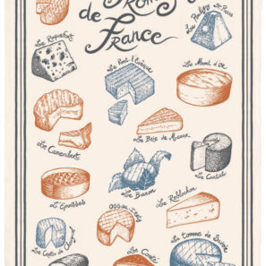 Torchon Imprimé Fromages de France Ecru 48 x 72