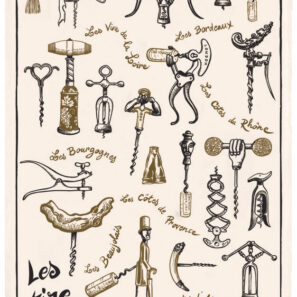 Torchon Imprimé Les tire-bouchons Ecru 48 x 72