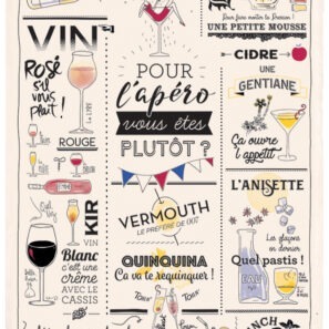 Torchon Verres et apéros Ecru 48 x 72