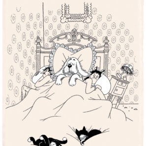 Torchon Dubout Bonne nuit Ecru 48 x 72