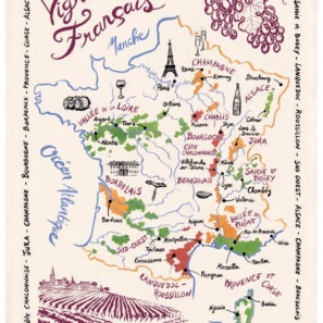 Torchon La Carte Des Vins de France Brun 72 X 48