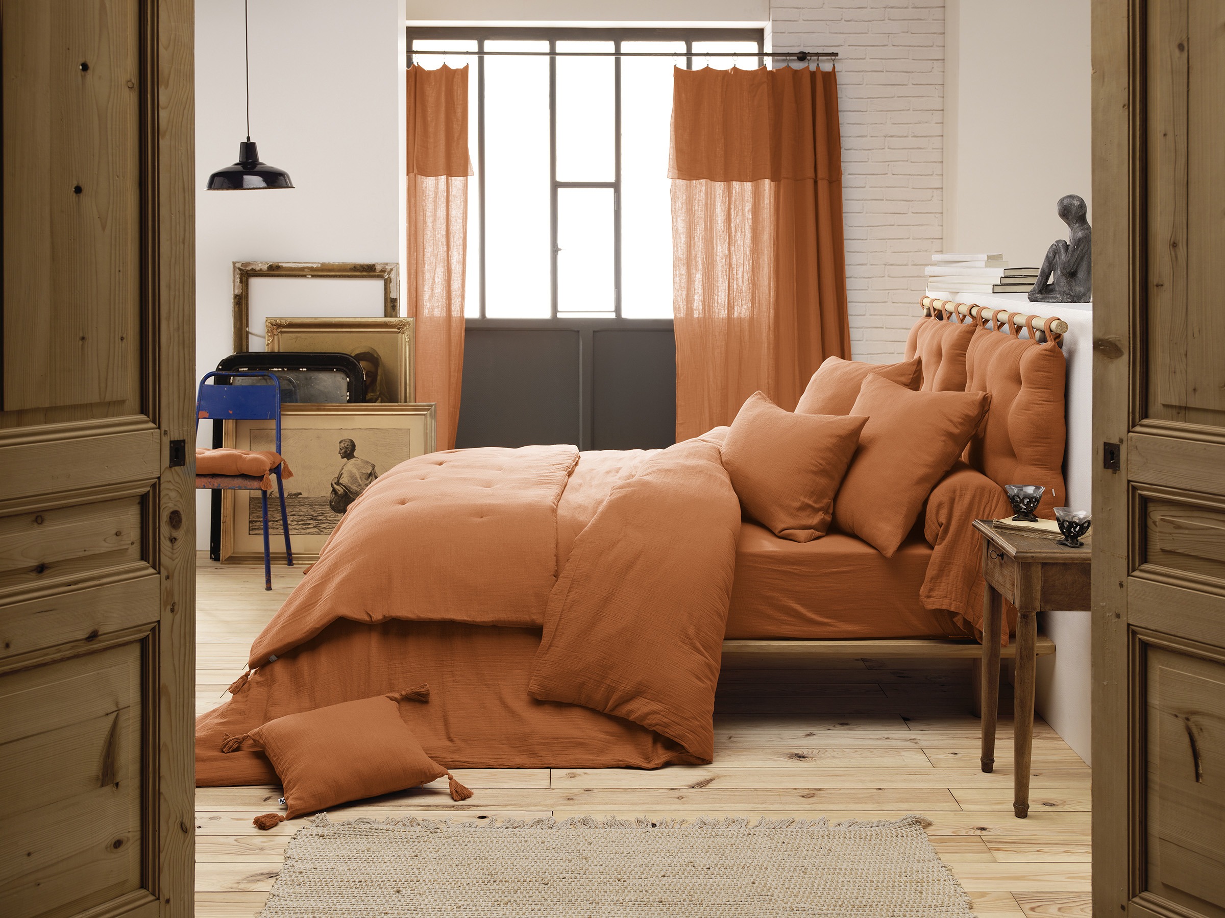 Edredon gaze de coton abricot Edredon gaze de coton abricot