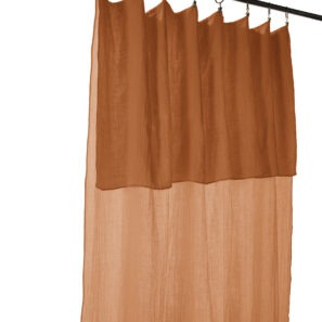 Adjustable curtain + 8 plain cotton gauze clip rings GAÏA - Apricot