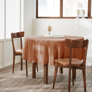 GAÏA round tablecloth in plain cotton gauze - Apricot