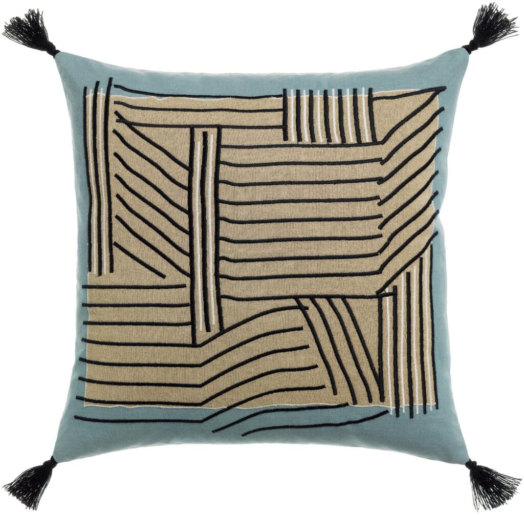 Kori cushion with embroidery, colour « sky blue »