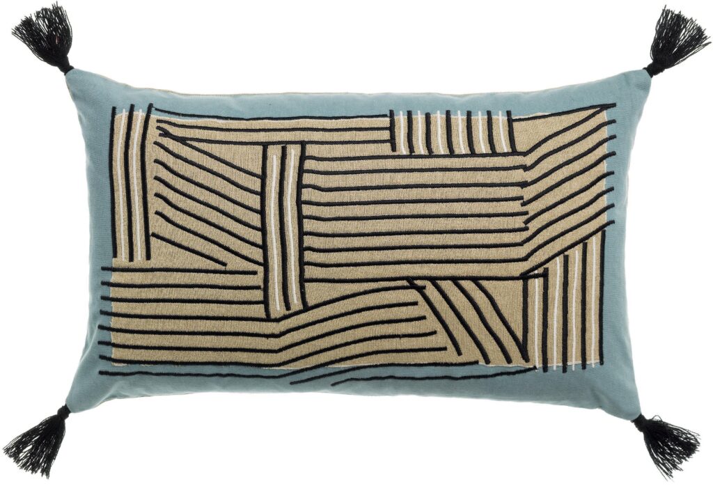 Kori cushion with embroidery, colour « sky blue »