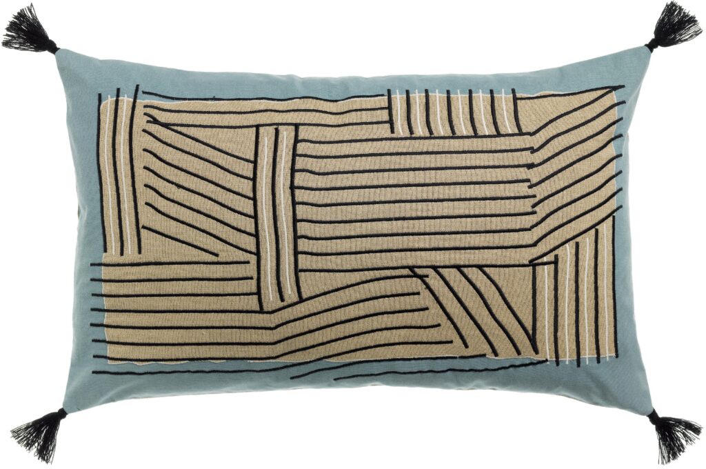 Kori cushion with embroidery, colour « sky blue »