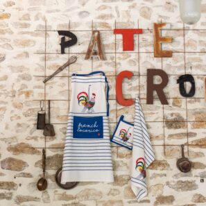 Manique recyclé French Cocorico Ecru/bleu 20 x 20