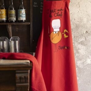 Tablier de cuisine Shadoks C'est moi le chef recyclé Rouge 72 x 90