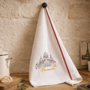 Torchon nid d'abeilles recyclé Montmartre Blancrouge 50 x 70