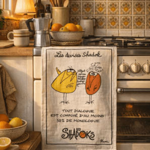 Torchon Shadoks Dialogue Ecru 48 x 72