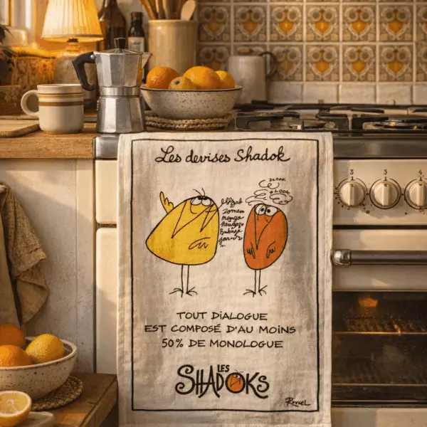 Torchon Shadoks Dialogue Ecru 48 x 72