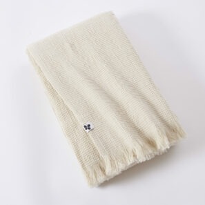 Plaid à franges nid d’abeille uni ALMA