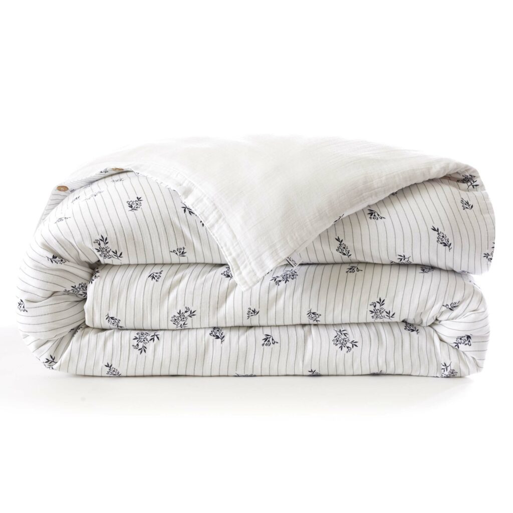 Housse de couette réversible ELEONORE en double gaze de coton