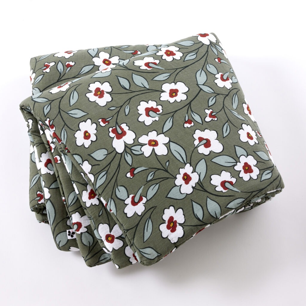 Bout de lit FLORA en double gaze de coton 90 × 200 cm