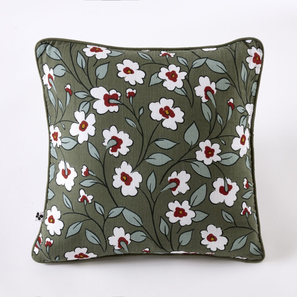 Coussin FLORA en double gaze de coton 45 × 45 cm