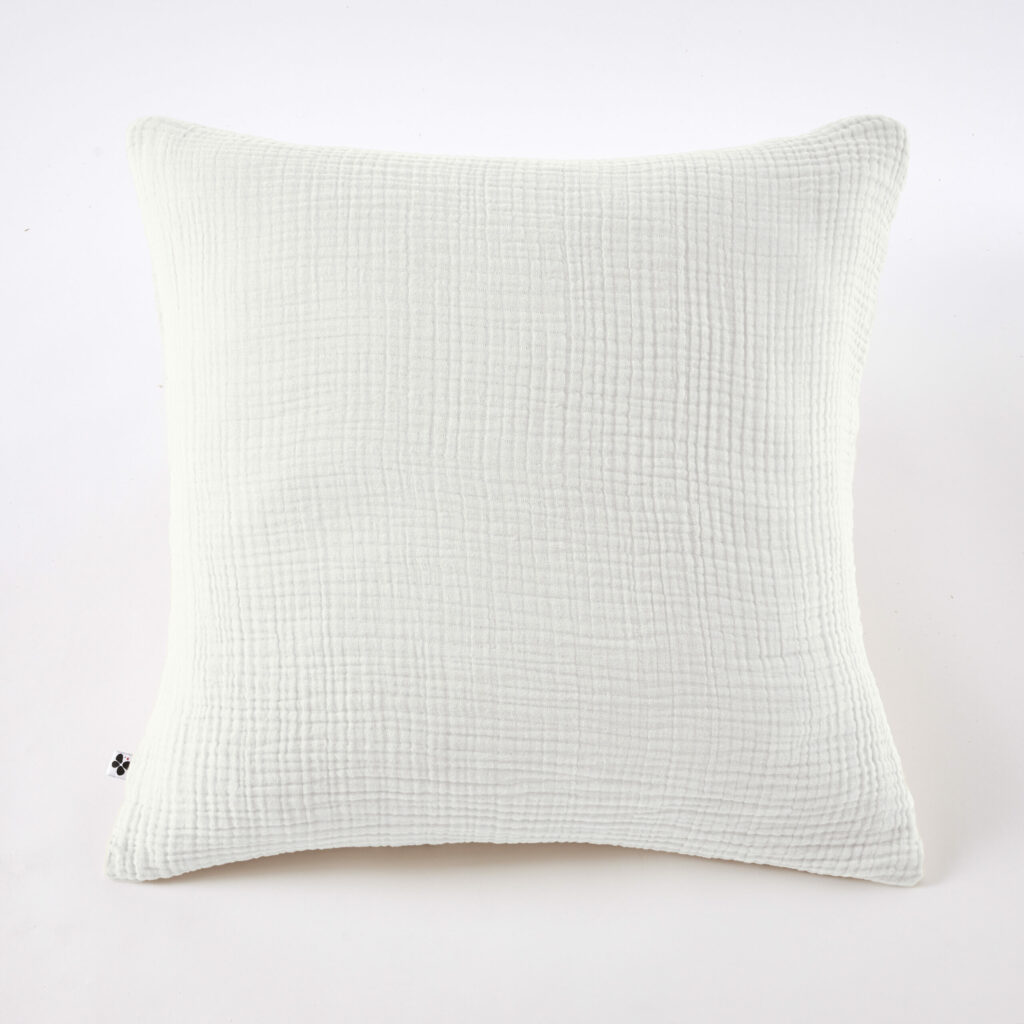 Taie d’oreiller carrée INA en quadruple gaze de coton, coloris « Chantilly »