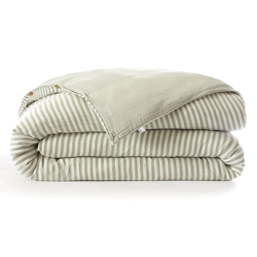 Housse de couette ROMIE en gaze de coton, coloris « eucalyptus »