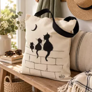 Sac Dubout 3 chats Ecru 40 x 35
