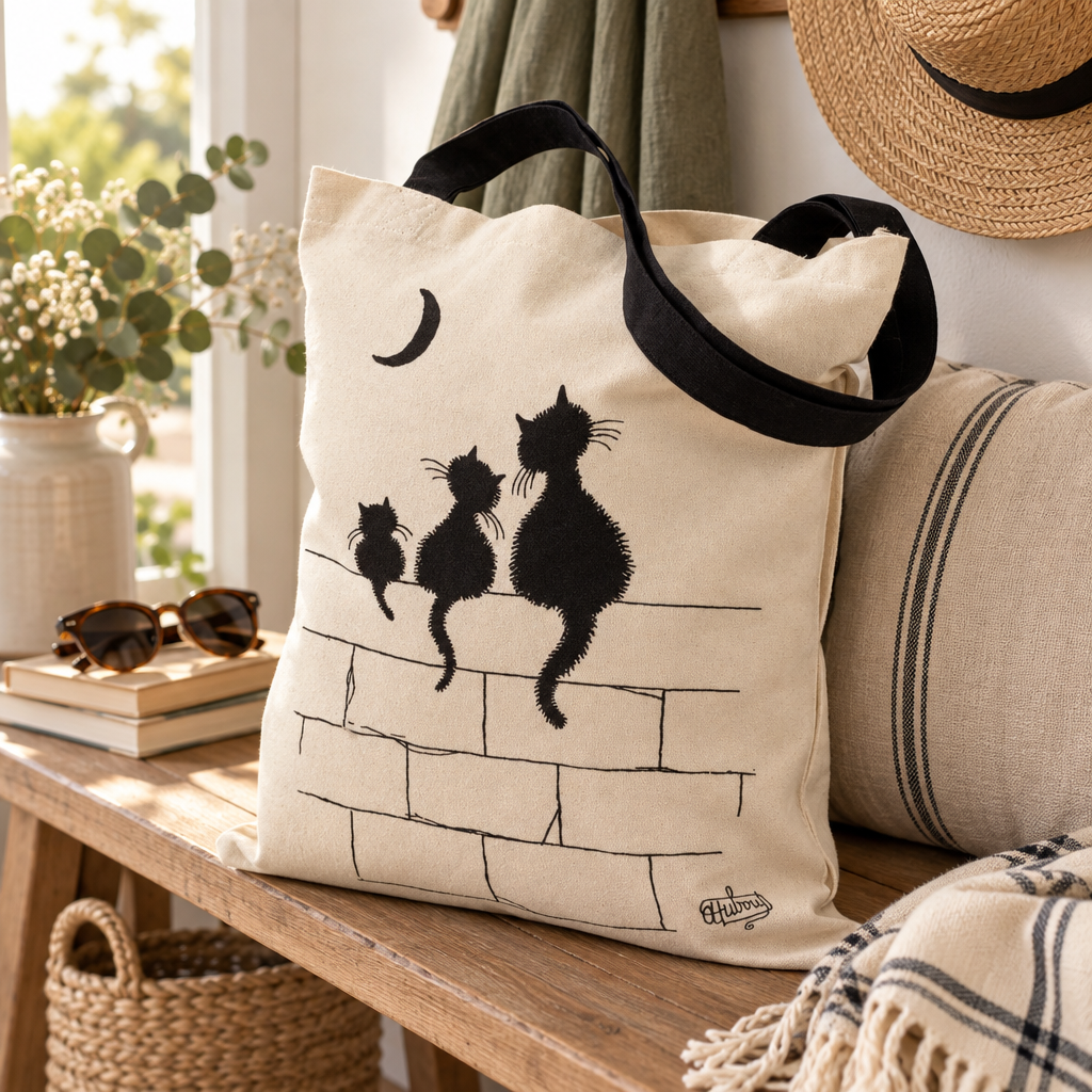Sac Dubout 3 chats Ecru 40 x 35