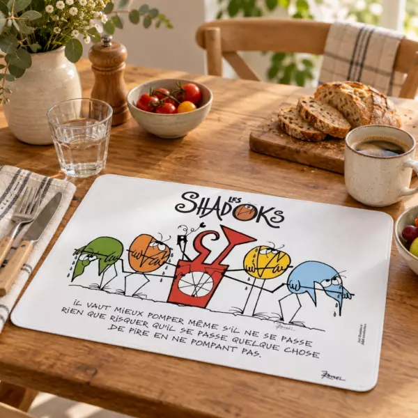 Tischset „Shadoks“ – „Il vaut mieux pomper“ 30 x 45
